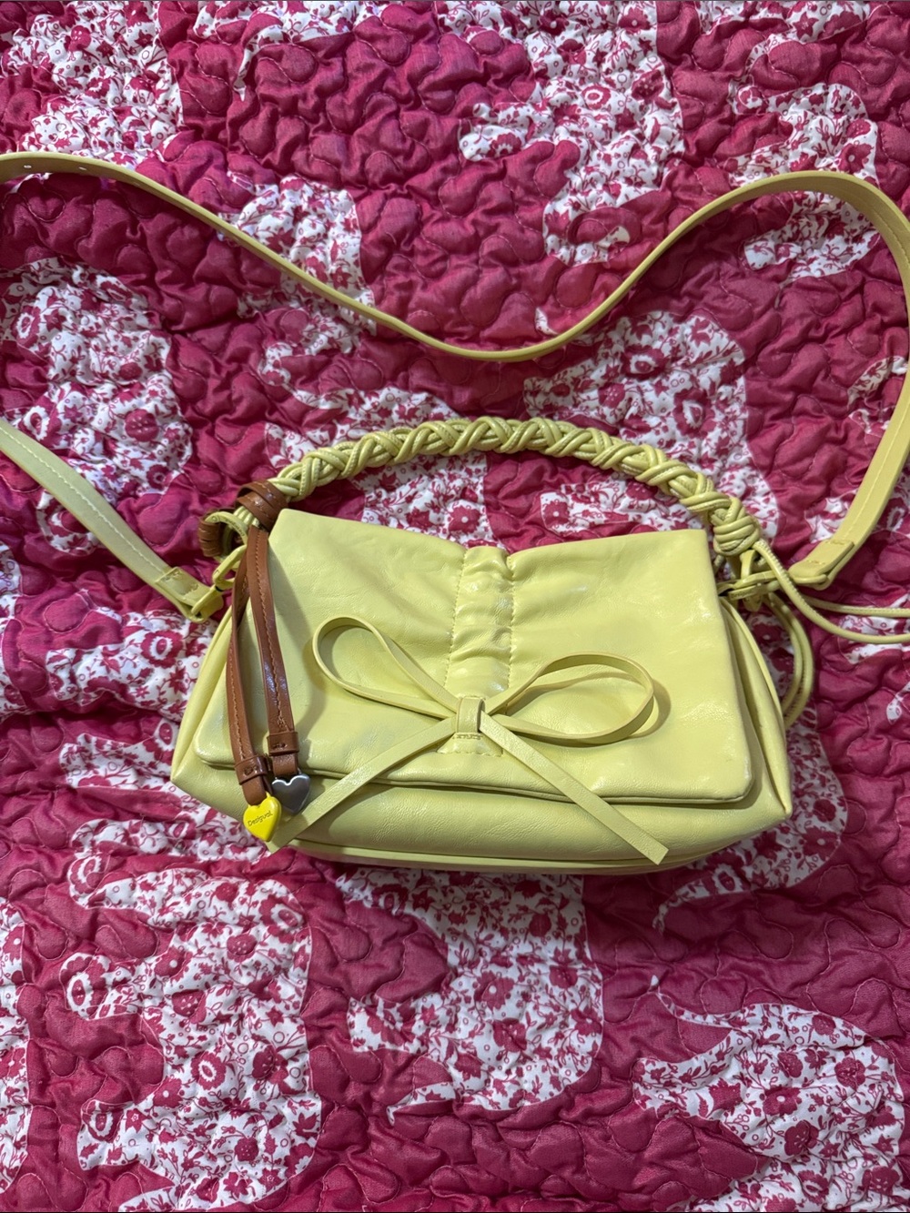 Desigual vegan leather Yellow Bow-Accent Women's Crossbody Bag